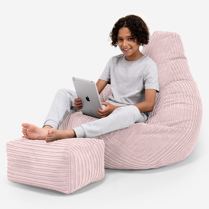 Children's Gaming Bean Bag Chair 6-14 yr - Cord Blush Pink 01