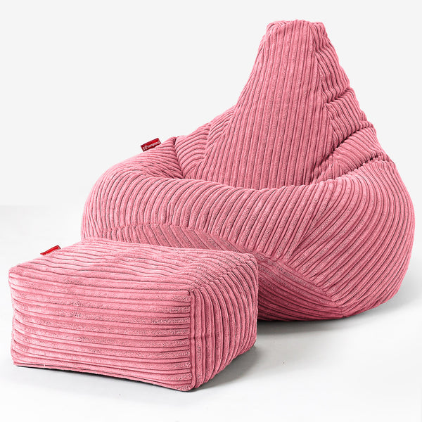 Children's Gaming Bean Bag Chair 6-14 yr - Cord Coral Pink 01