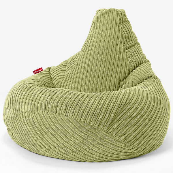 Children's Gaming Bean Bag Chair 6-14 yr - Cord Lime Green 01