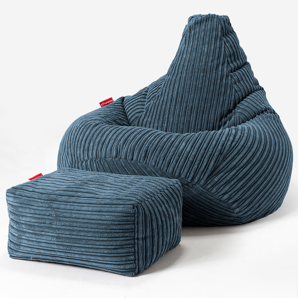 Children's Gaming Bean Bag Chair 6-14 yr - Cord Navy Blue 01