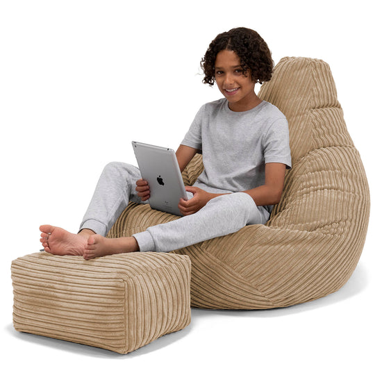 Children's Gaming Bean Bag Chair 6-14 yr - Cord Sand 01