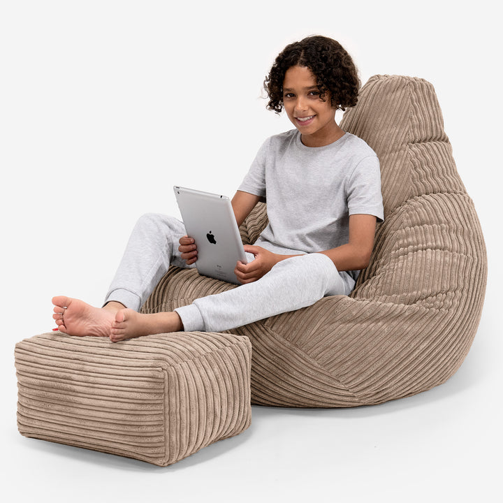 Children's Gaming Bean Bag Chair 6-14 yr - Cord Sand 01