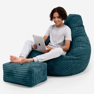 Children's Gaming Bean Bag Chair 6-14 yr - Cord Teal Blue
