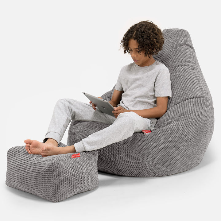 Children's Gaming Bean Bag Chair 6-14 yr - Pom Pom Charcoal 01