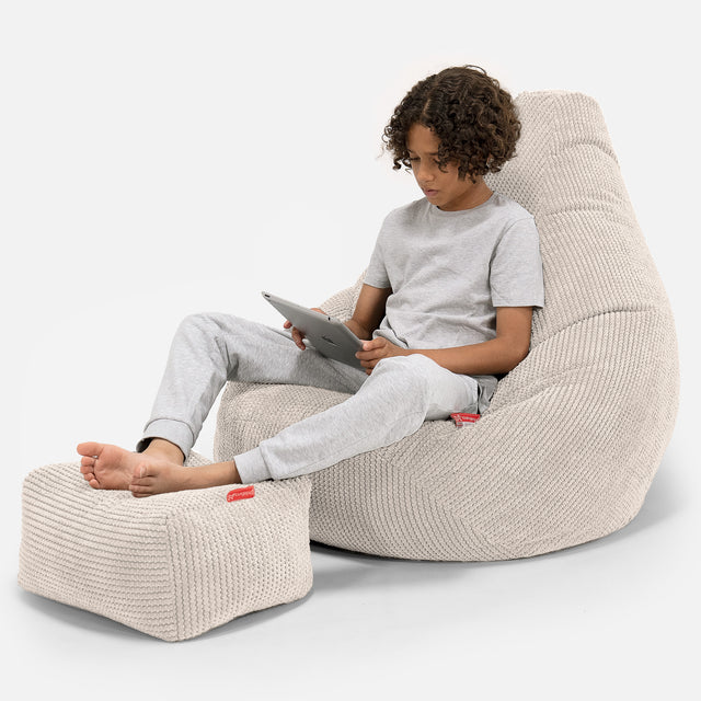 Children's Gaming Bean Bag Chair 6-14 yr - Pom Pom Ivory 01