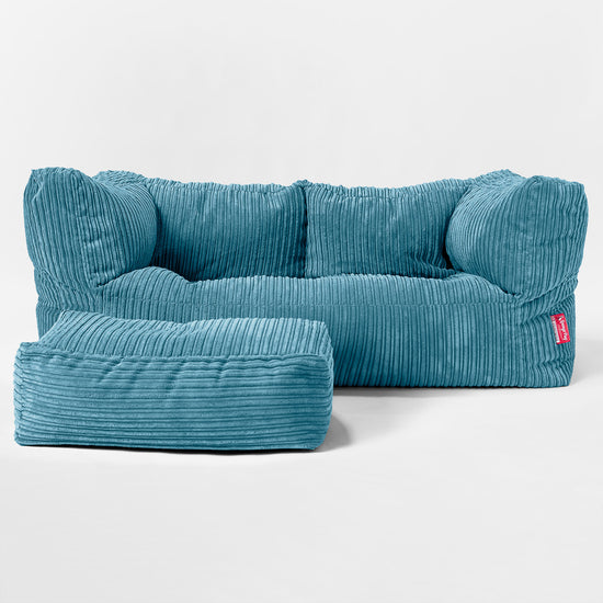 Kids' Giant Albert Sofa 2 Seater 3-14 yr - Cord Aegean Blue 02