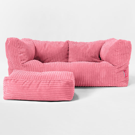 Kids' Giant Albert Sofa 2 Seater 3-14 yr - Cord Coral Pink 02
