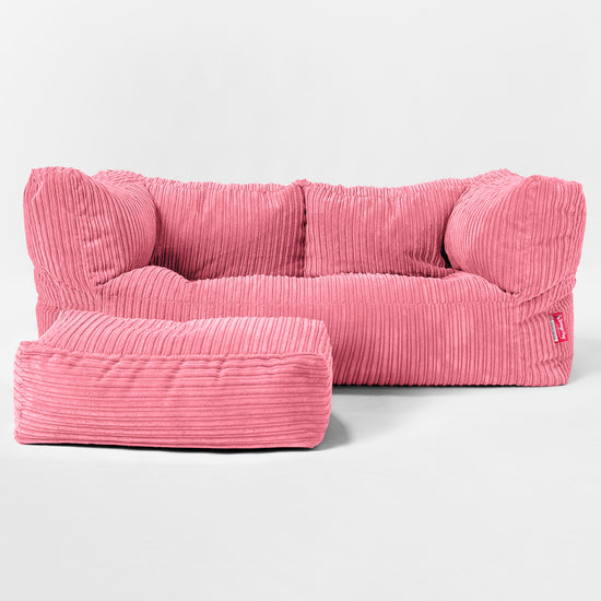 Kids' Giant Albert Sofa 2 Seater 3-14 yr - Cord Coral Pink 02