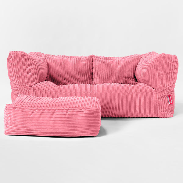 Kids' Giant Albert Sofa 2 Seater 3-14 yr - Cord Coral Pink 01