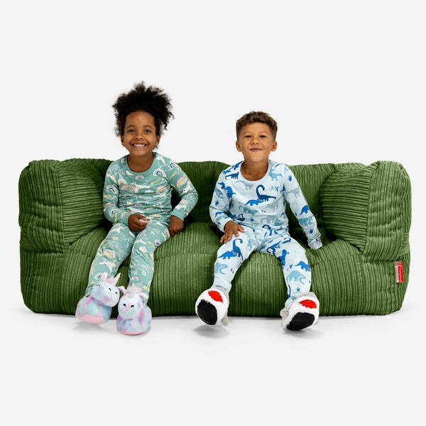Kids' Giant Albert Sofa 2 Seater 3-14 yr - Cord Forest Green 01