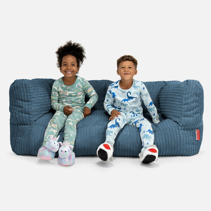Lounge Pug Kids Giant Bean Bag Sofa Cord Navy Blue Albert 2 Seater Childrens Beanbag Couch Big Bertha Original IE