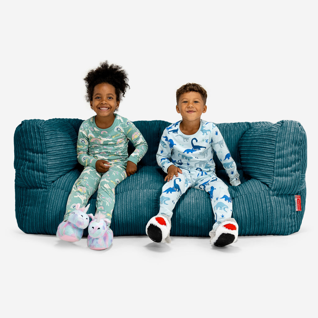 Kids' Giant Albert Sofa 2 Seater 3-14 yr - Cord Teal Blue 01