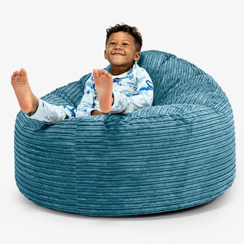 Lounge Pug Kids Giant Snuggle Bean Bag Chair UK Cord Aegean Blue