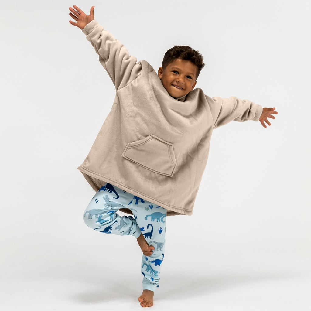 Kid's Oversized Hoodie Blanket Sweatshirt - Minky Cream / Mink 02