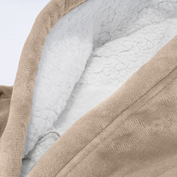 Kids Oversized Hoodie Blanket Sweatshirt - Minky Cream / Mink Fabric Close-up Image