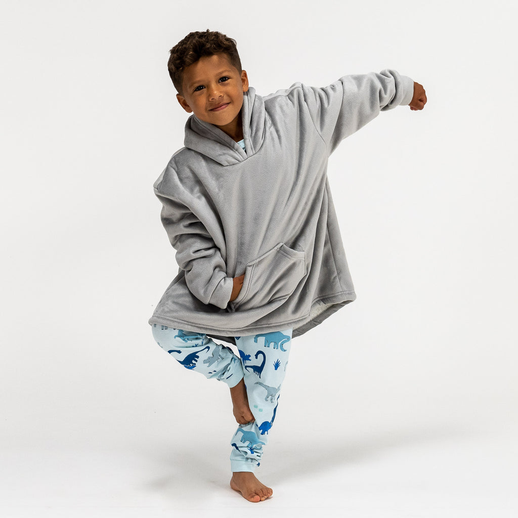 Kids Oversized Hoodie Blanket Sweatshirt Minky Grey
