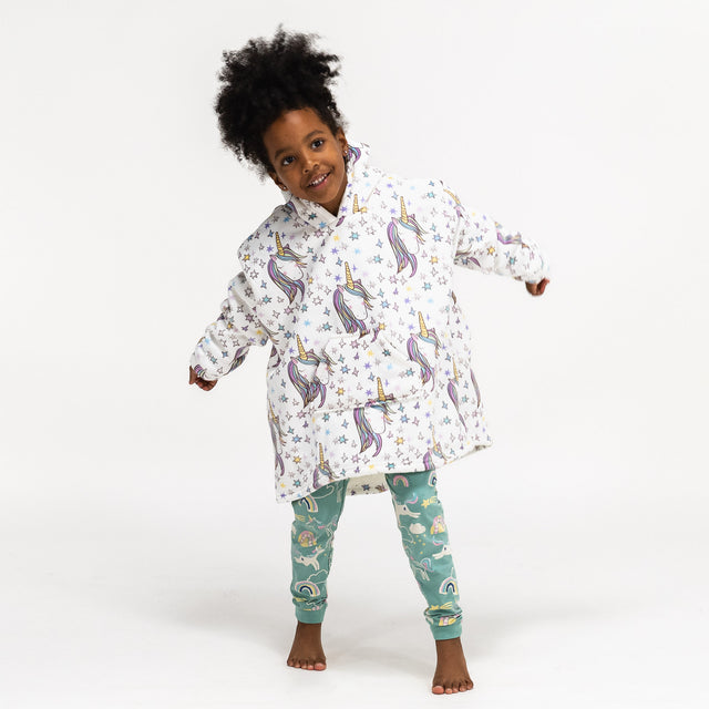 Kid's Oversized Hoodie Blanket Sweatshirt - Minky Unicorn 01