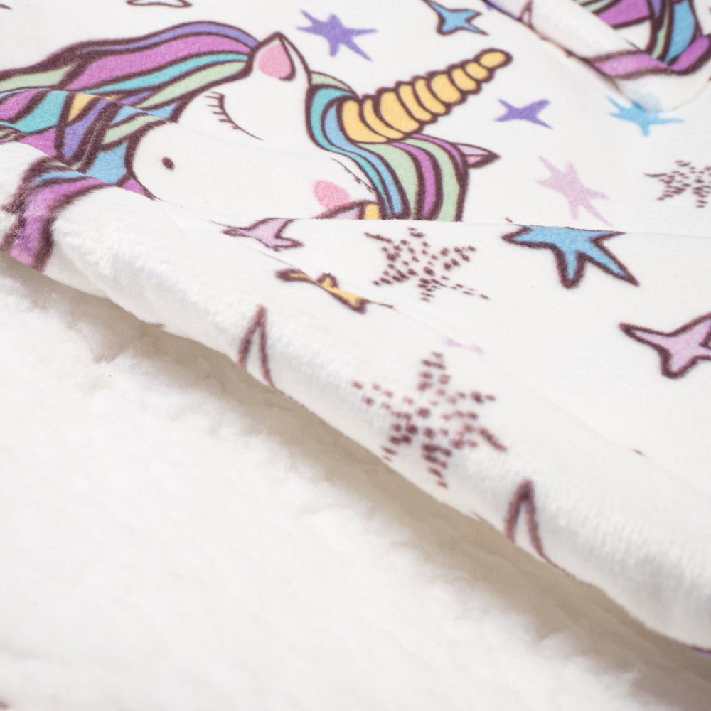Kid's Oversized Hoodie Blanket Sweatshirt - Minky Unicorn 01