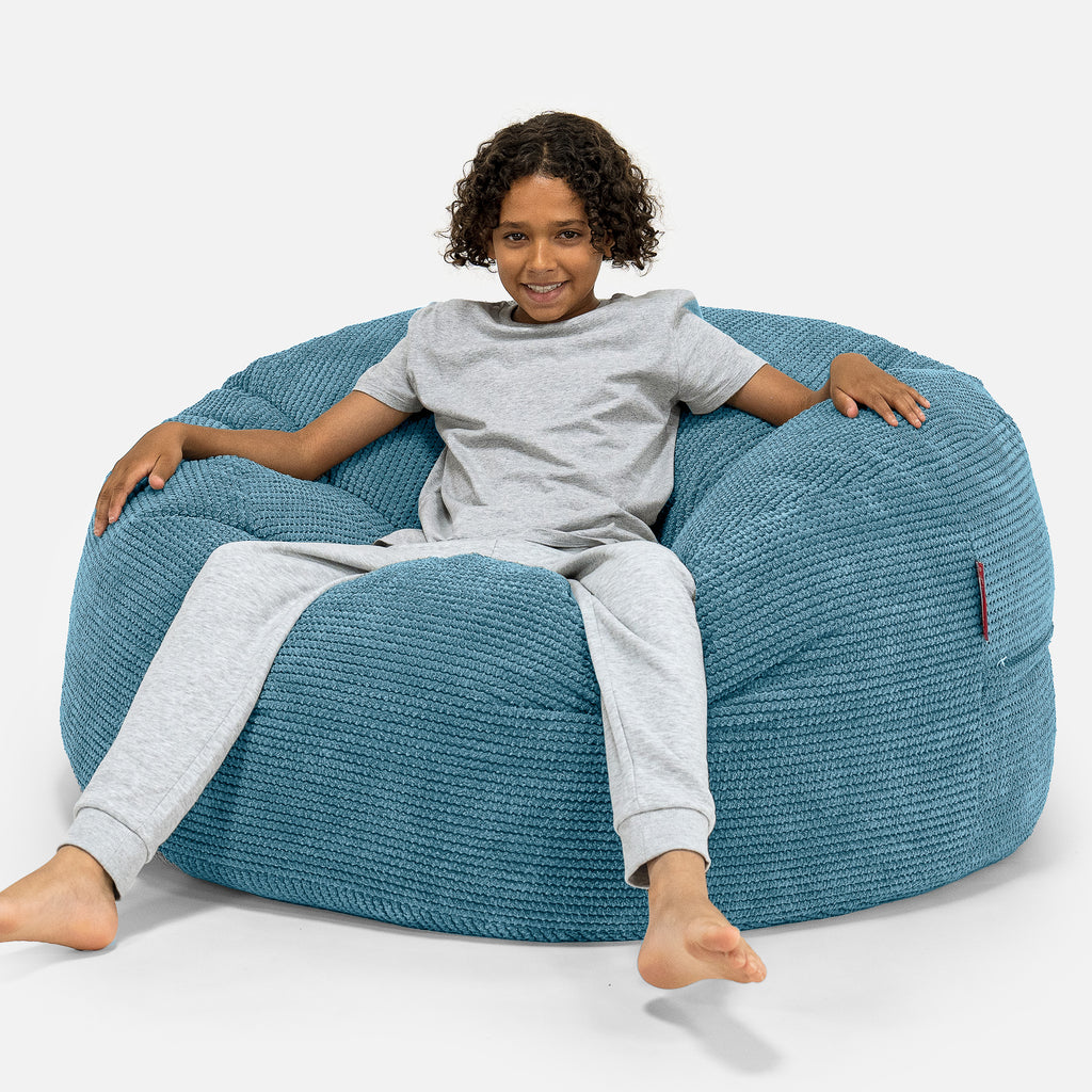 Lounge Pug Kids Super Sized Large Bean Bag Pom Pom Aegean Blue Big