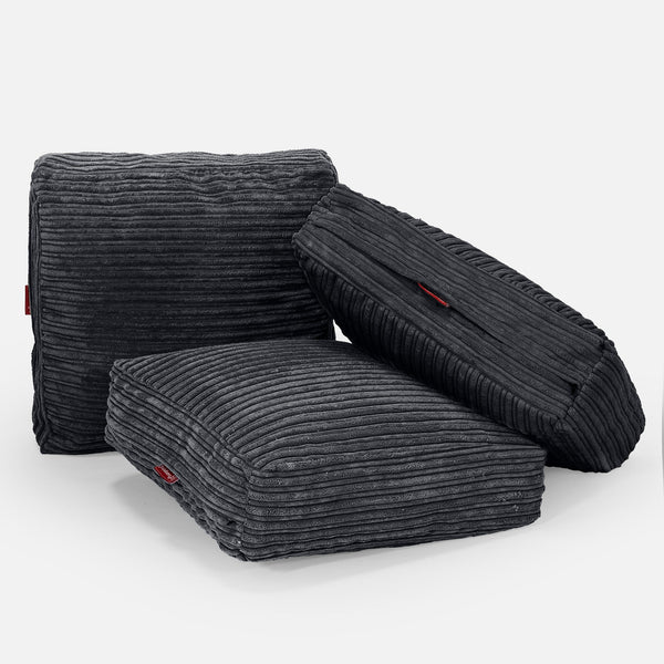 Large Floor Cushion - Cord Black Fabric Close-up Image