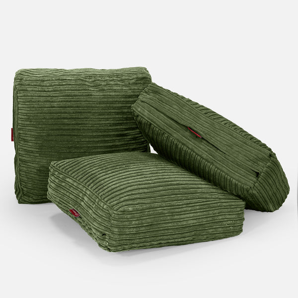 Large Floor Cushion - Cord Forest Green Fabric Close-up Image