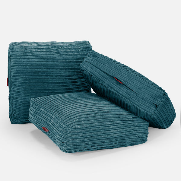 Large Floor Cushion - Cord Teal Blue Fabric Close-up Image