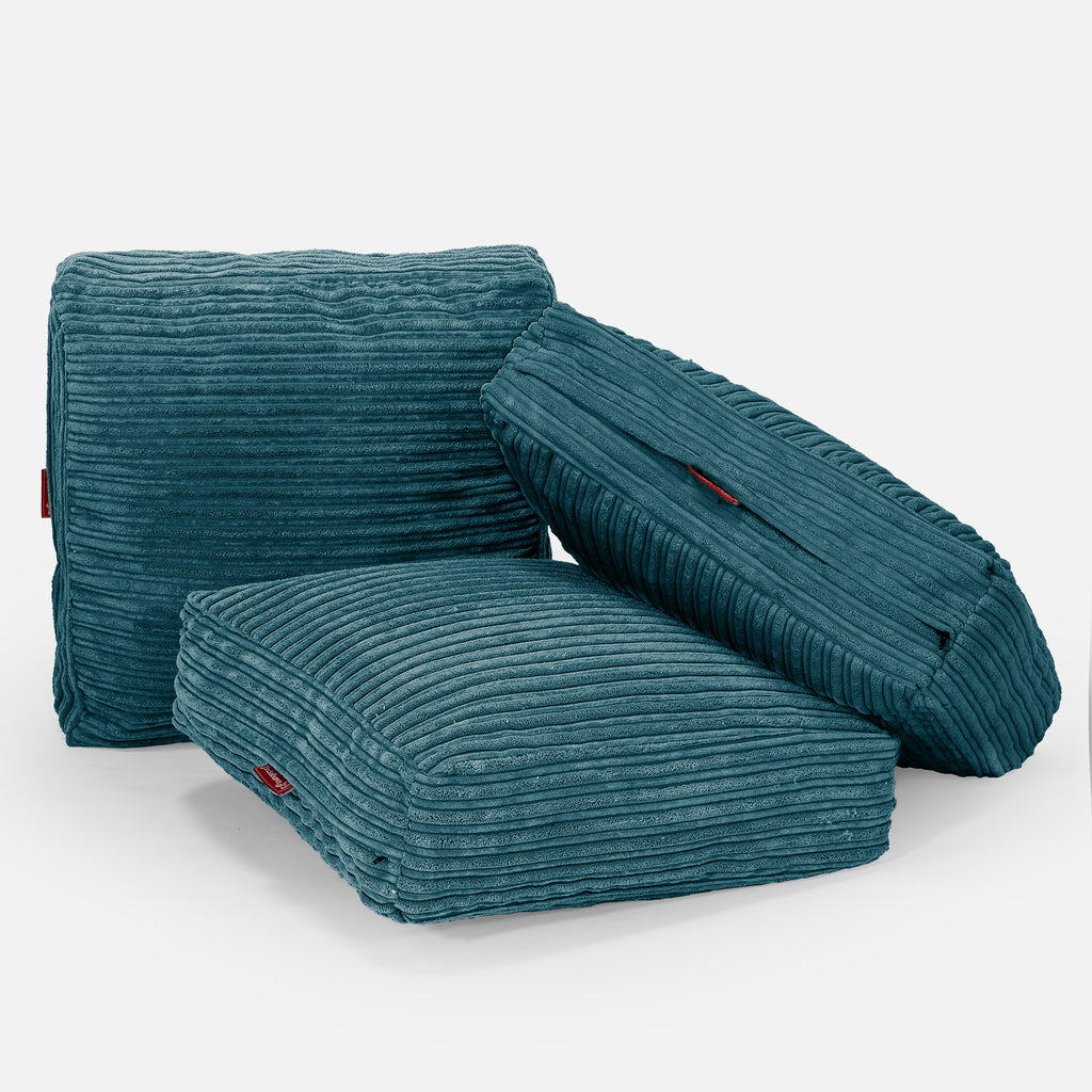 Large Floor Cushion - Cord Teal Blue 04