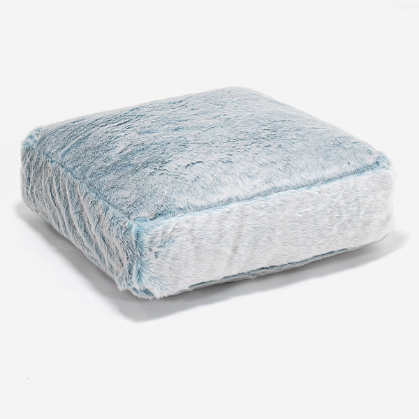 Large Floor Cushion - Faux Rabbit Fur Dusty Blue 01