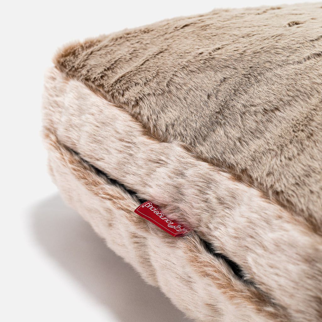 Large Floor Cushion - Faux Rabbit Fur Golden Brown 02