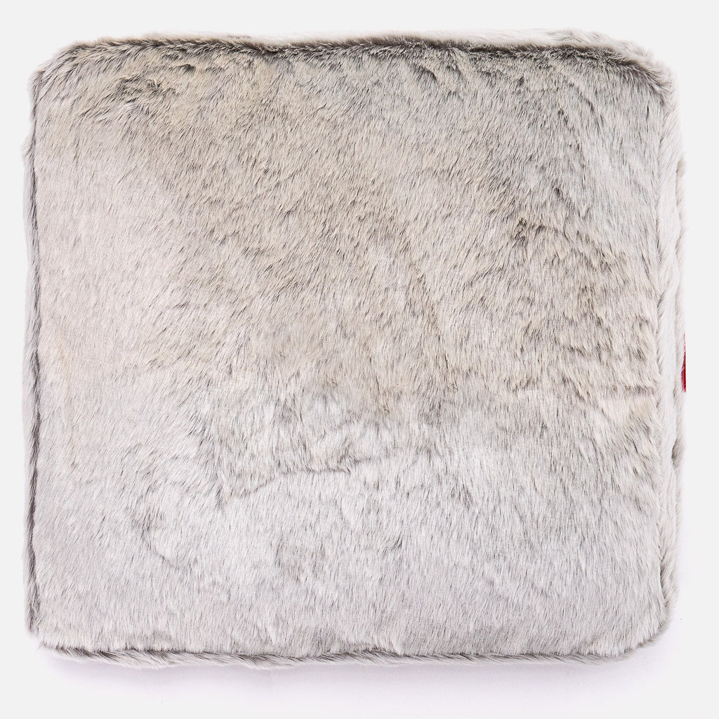 Large Floor Cushion - Faux Rabbit Fur Light Grey 03