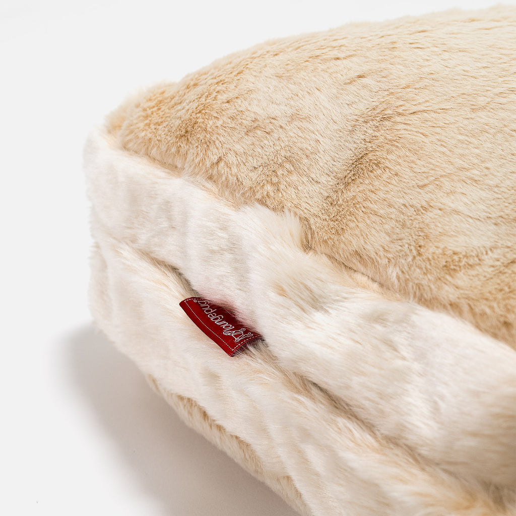 Large Floor Cushion - Faux Rabbit Fur White 02