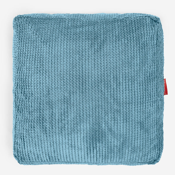 Large Floor Cushion - Pom Pom Aegean Blue Fabric Close-up Image