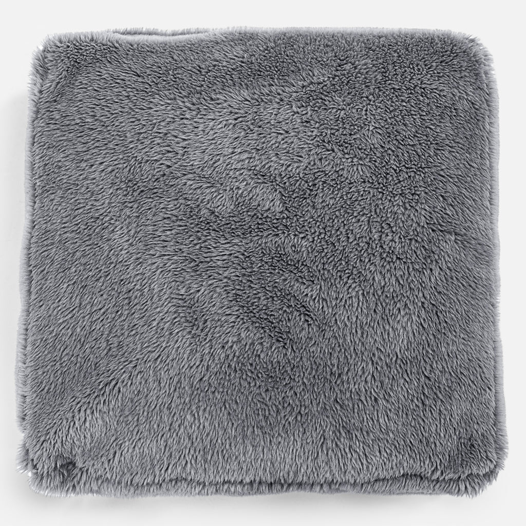 Large Floor Cushion - Teddy Faux Fur Dark Grey 02