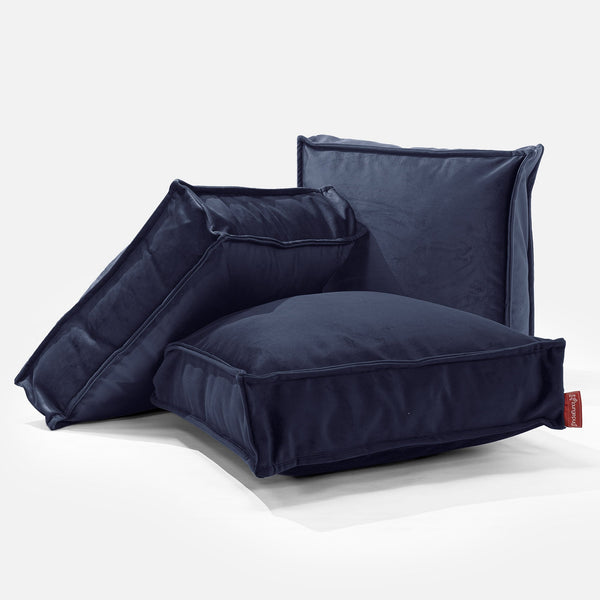 Large Floor Cushion - Velvet Midnight Blue Fabric Close-up Image