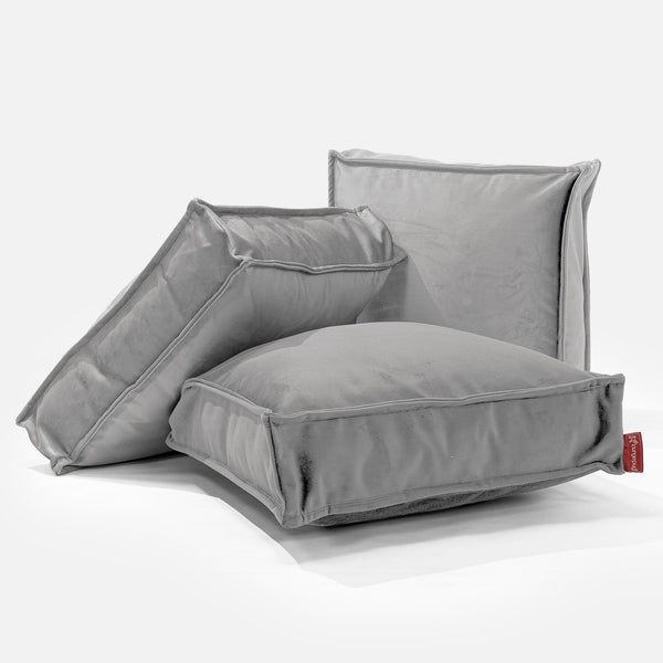 Large Floor Cushion - Velvet Silver Fabric Close-up Image