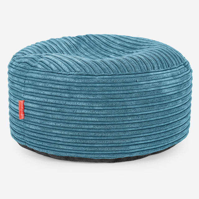 Large Round Footstool - Cord Aegean Blue 01