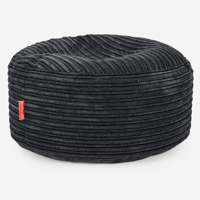 Large Round Footstool - Cord Black 01