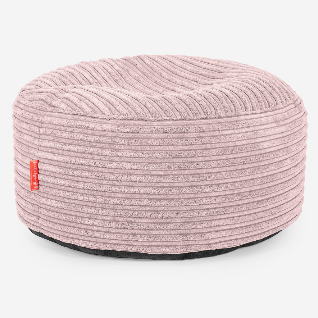 Large Round Footstool - Cord Blush Pink 01