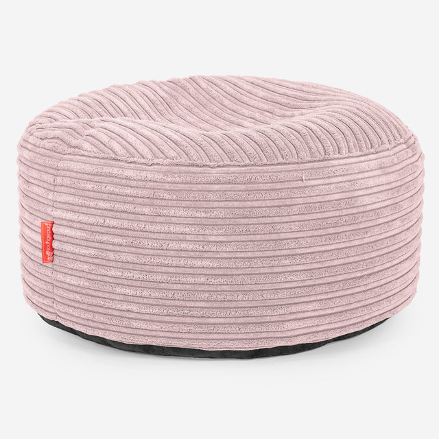 Large Round Footstool - Cord Blush Pink 01