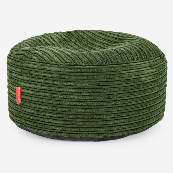 Large Round Footstool - Cord Forest Green 01