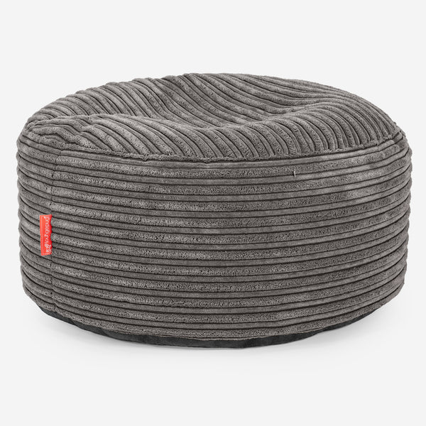 Large Round Footstool - Cord Graphite Grey 01