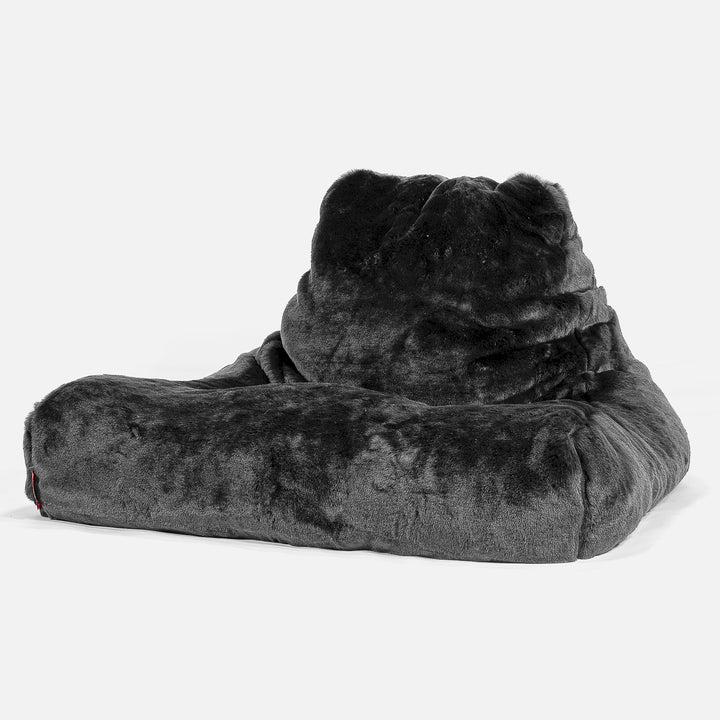 Mega Lounger Bean Bag - Faux Fur Sheepskin Black 01