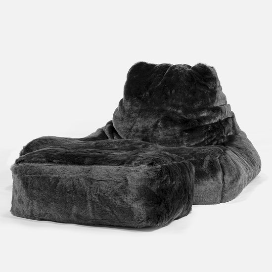 Mega Lounger Bean Bag - Faux Fur Sheepskin Black 02
