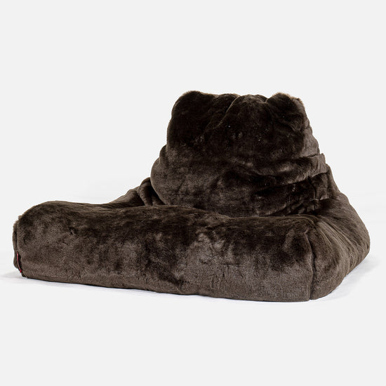 Mega Lounger Bean Bag - Faux Fur Sheepskin Brown 01