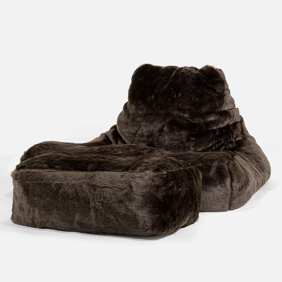 Mega Lounger Bean Bag - Faux Fur Sheepskin Brown 02