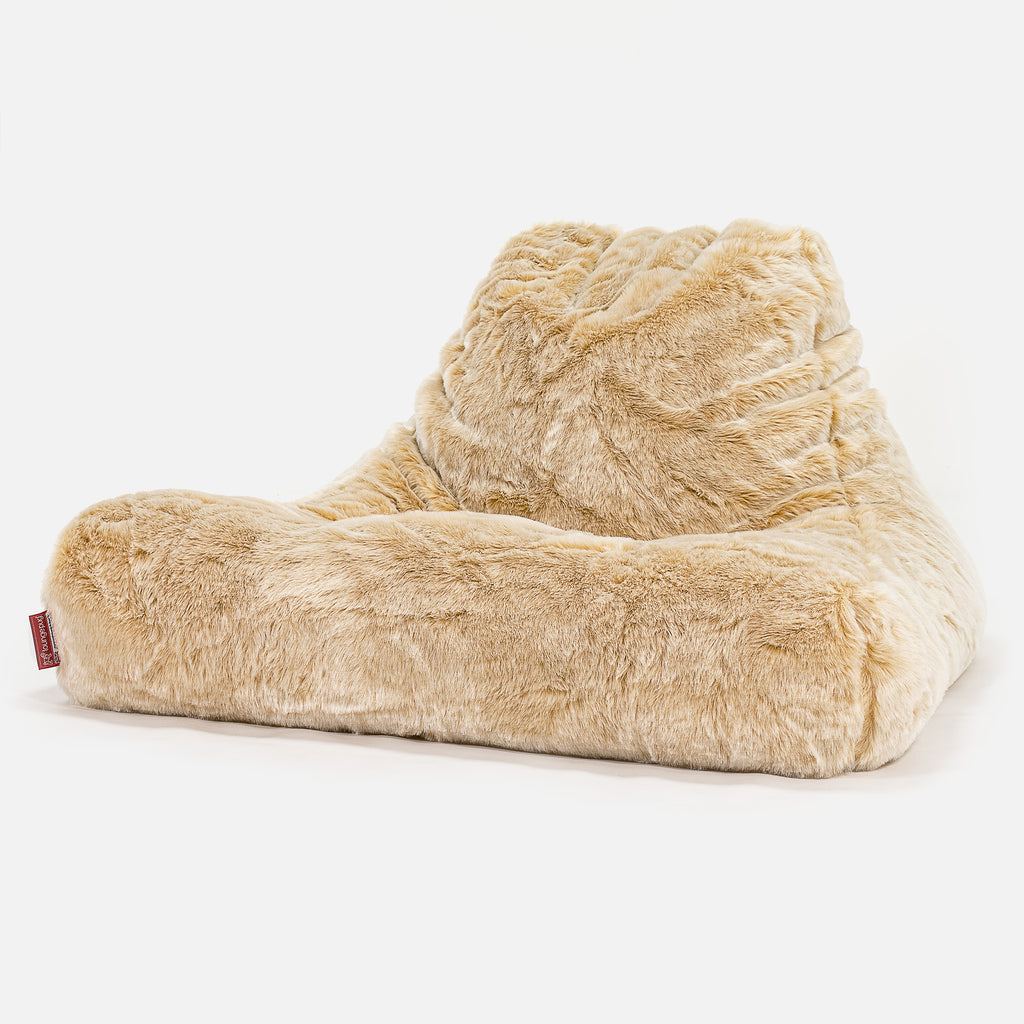 Mega Lounger Bean Bag - Faux Fur Sheepskin White 01