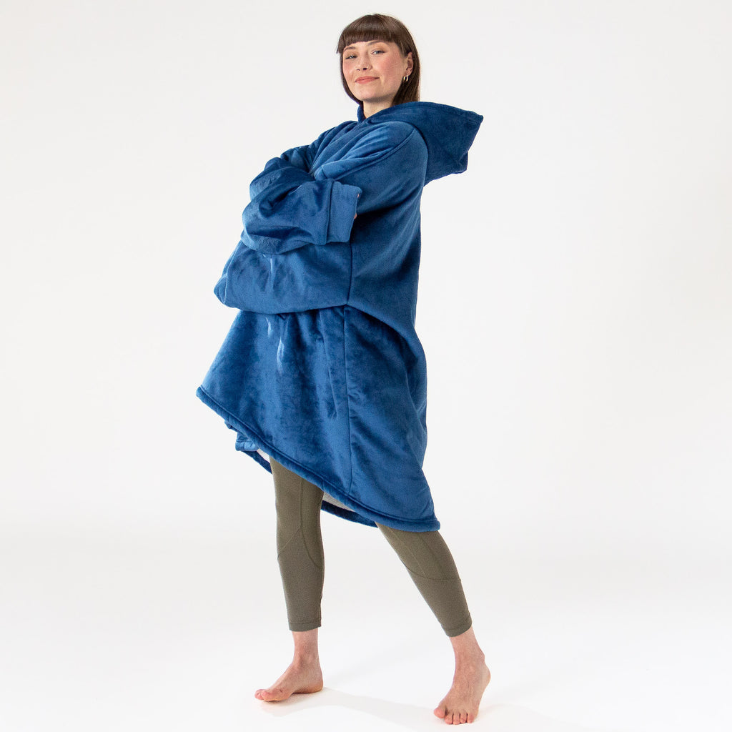 Oversized Hoodie Blanket Sweatshirt for Men or Women - Minky Dark Blue 02