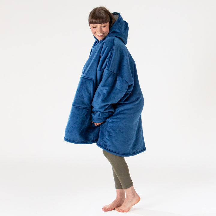Oversized Hoodie Blanket Sweatshirt for Men or Women - Minky Dark Blue 04