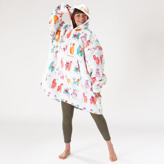 Oversized Hoodie Blanket Sweatshirt for Men or Women - Minky Llama 01