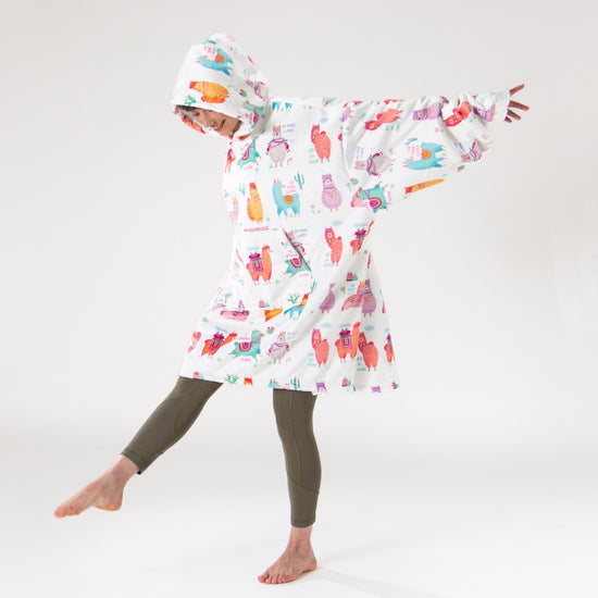 Oversized Hoodie Blanket Sweatshirt for Men or Women - Minky Llama 03